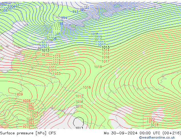 Luchtdruk (Grond) CFS ma 30.09.2024 00 UTC