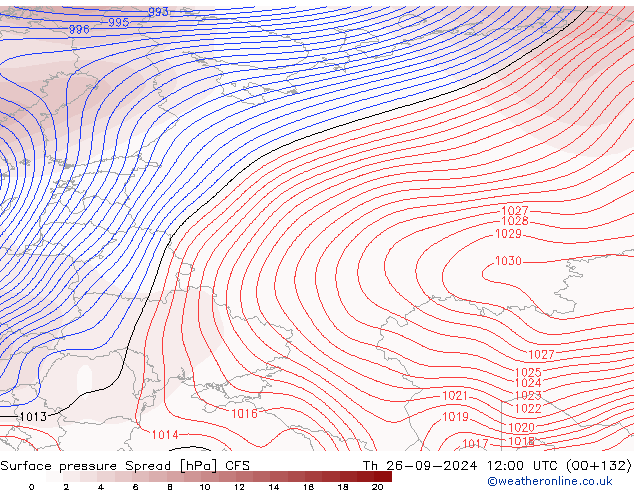 Luchtdruk op zeeniveau Spread CFS do 26.09.2024 12 UTC