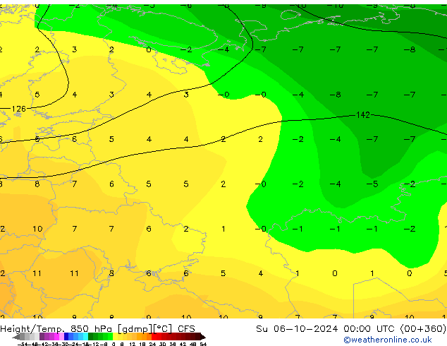 Height/Temp. 850 hPa CFS Su 06.10.2024 00 UTC