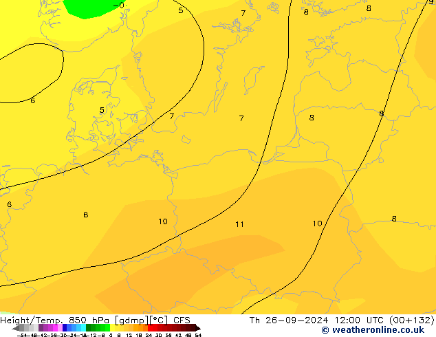 Height/Temp. 850 hPa CFS Th 26.09.2024 12 UTC