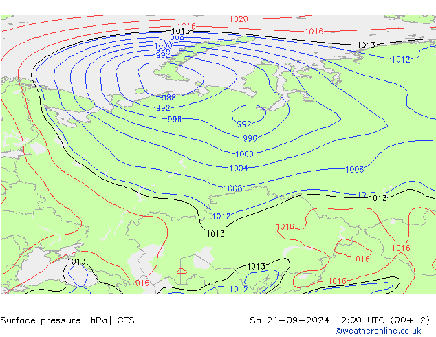 Surface pressure CFS Sa 21.09.2024 12 UTC