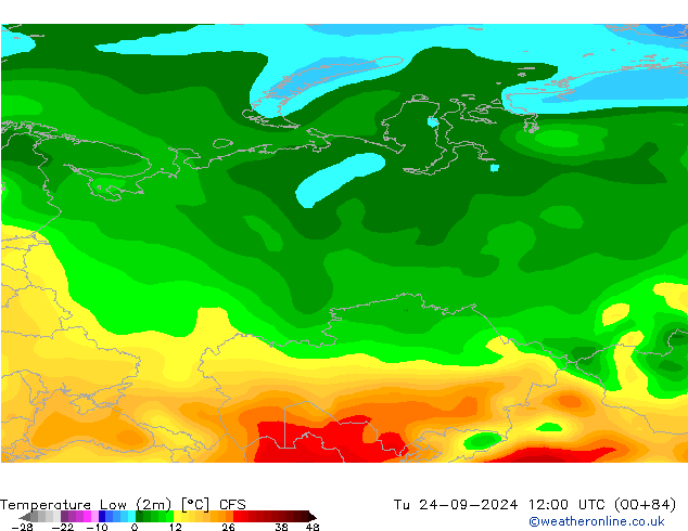 Temp. minima (2m) CFS mar 24.09.2024 12 UTC