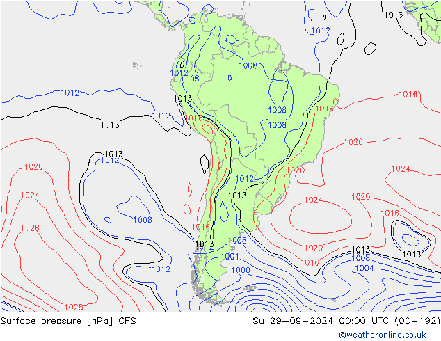 приземное давление CFS Вс 29.09.2024 00 UTC