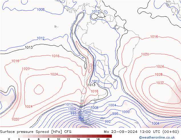 Surface pressure Spread CFS Mo 23.09.2024 12 UTC