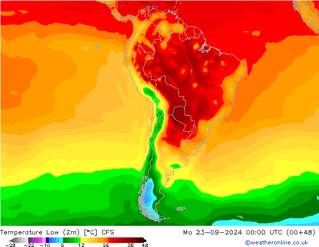 Temperature Low (2m) CFS Mo 23.09.2024 00 UTC