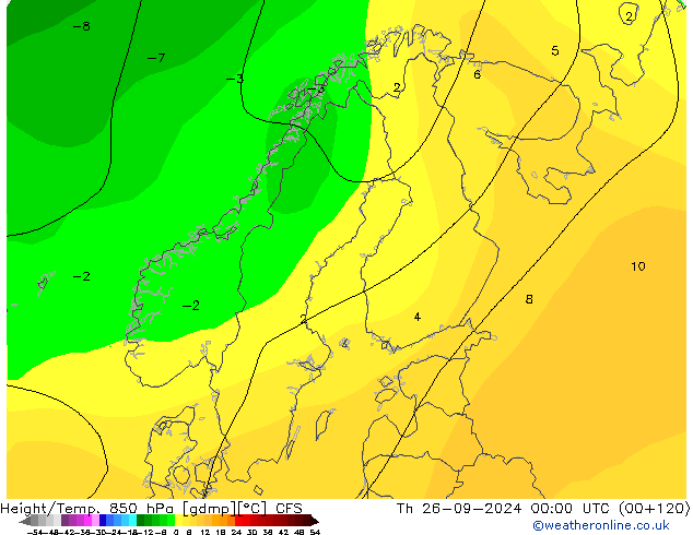 Height/Temp. 850 hPa CFS Th 26.09.2024 00 UTC