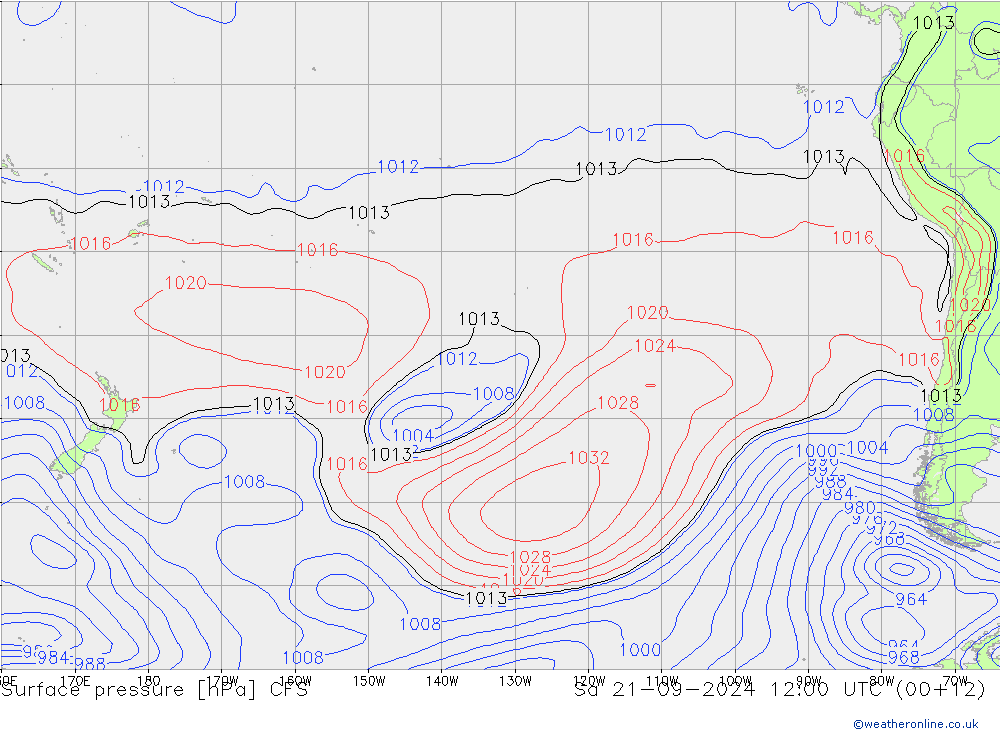 Surface pressure CFS Sa 21.09.2024 12 UTC