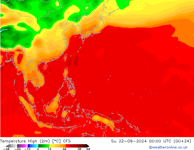 Temperature High (2m) CFS Su 22.09.2024 00 UTC