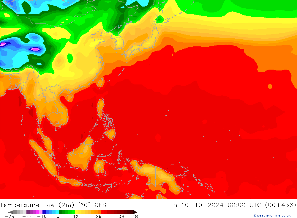 Temperature Low (2m) CFS Th 10.10.2024 00 UTC