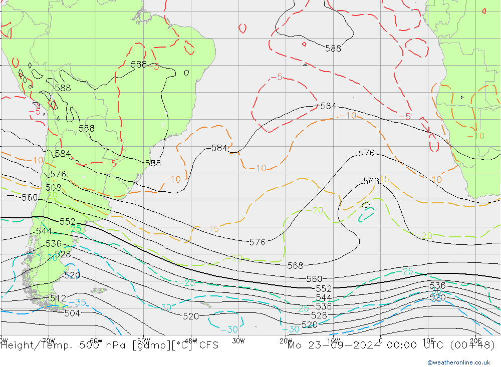 Height/Temp. 500 hPa CFS Mo 23.09.2024 00 UTC