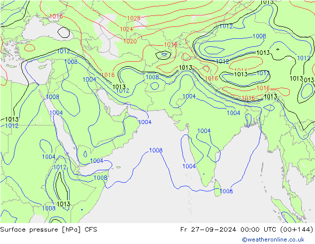 Surface pressure CFS Fr 27.09.2024 00 UTC