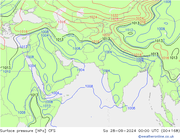 地面气压 CFS 星期六 28.09.2024 00 UTC