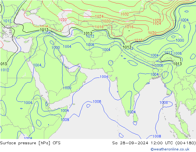 地面气压 CFS 星期六 28.09.2024 12 UTC