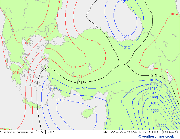 Pressione al suolo CFS lun 23.09.2024 00 UTC