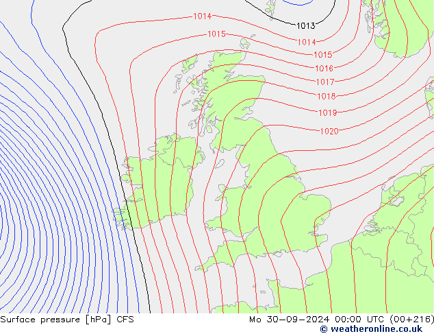 Luchtdruk (Grond) CFS ma 30.09.2024 00 UTC