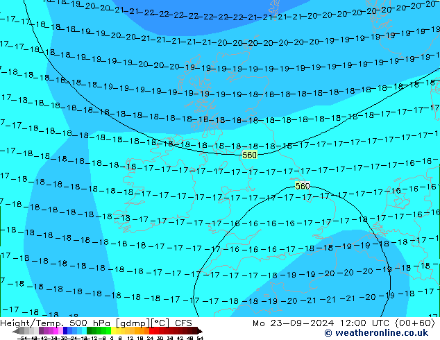 Height/Temp. 500 hPa CFS Mo 23.09.2024 12 UTC