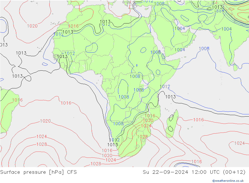 Presión superficial CFS dom 22.09.2024 12 UTC