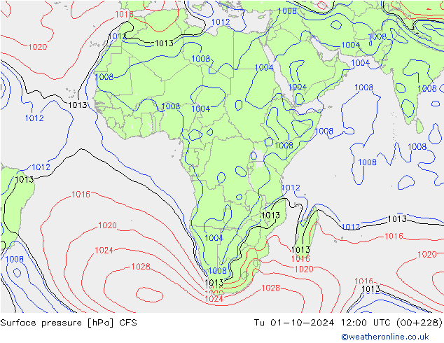 приземное давление CFS вт 01.10.2024 12 UTC