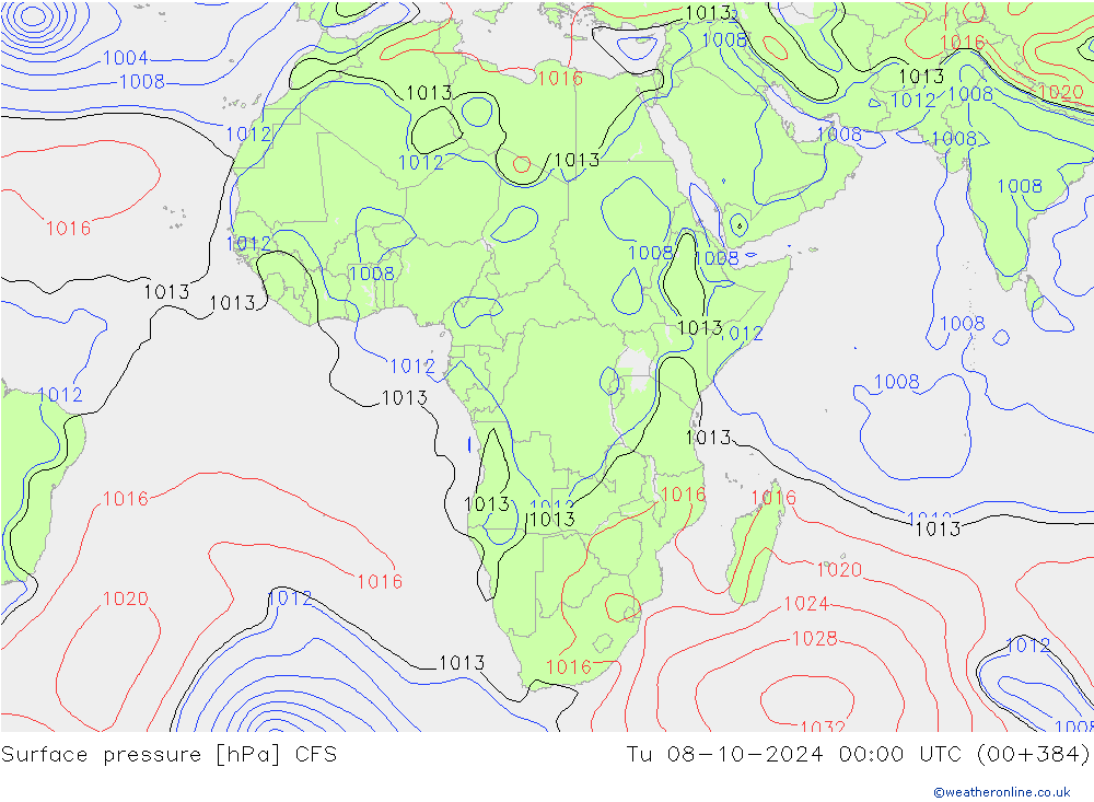 Presión superficial CFS mar 08.10.2024 00 UTC