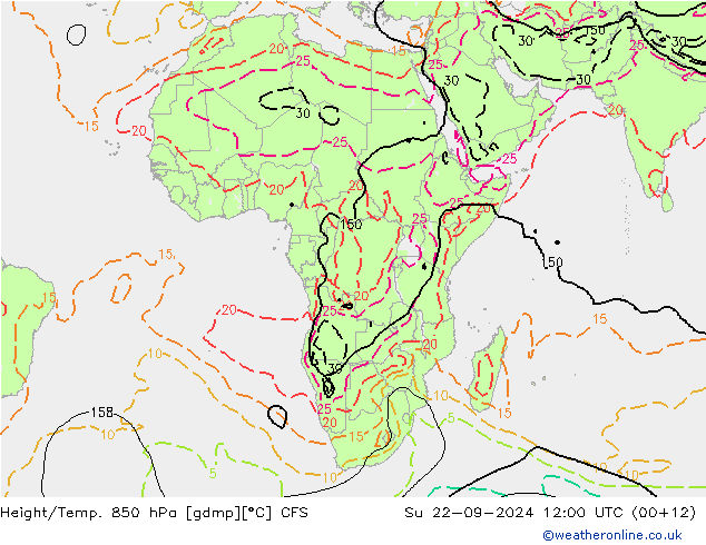 Yükseklik/Sıc. 850 hPa CFS Paz 22.09.2024 12 UTC