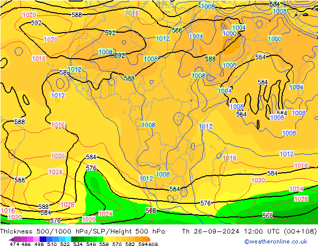 Thck 500-1000гПа CFS чт 26.09.2024 12 UTC