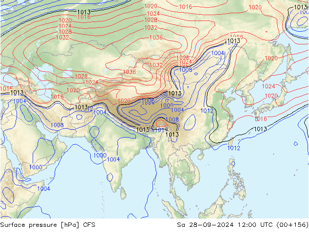 Atmosférický tlak CFS So 28.09.2024 12 UTC