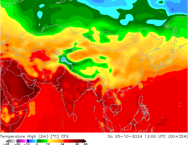 Nejvyšší teplota (2m) CFS So 05.10.2024 12 UTC