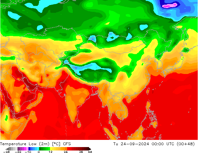 Temperature Low (2m) CFS Tu 24.09.2024 00 UTC