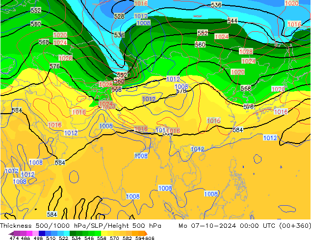 Thck 500-1000hPa CFS Seg 07.10.2024 00 UTC