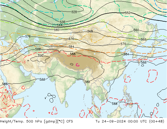 Height/Temp. 500 hPa CFS Út 24.09.2024 00 UTC