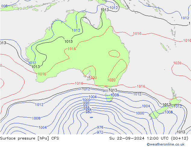 Surface pressure CFS Su 22.09.2024 12 UTC