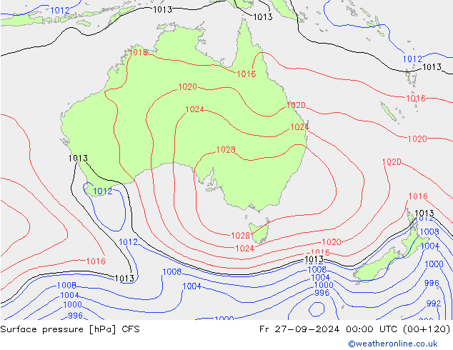 Surface pressure CFS Fr 27.09.2024 00 UTC