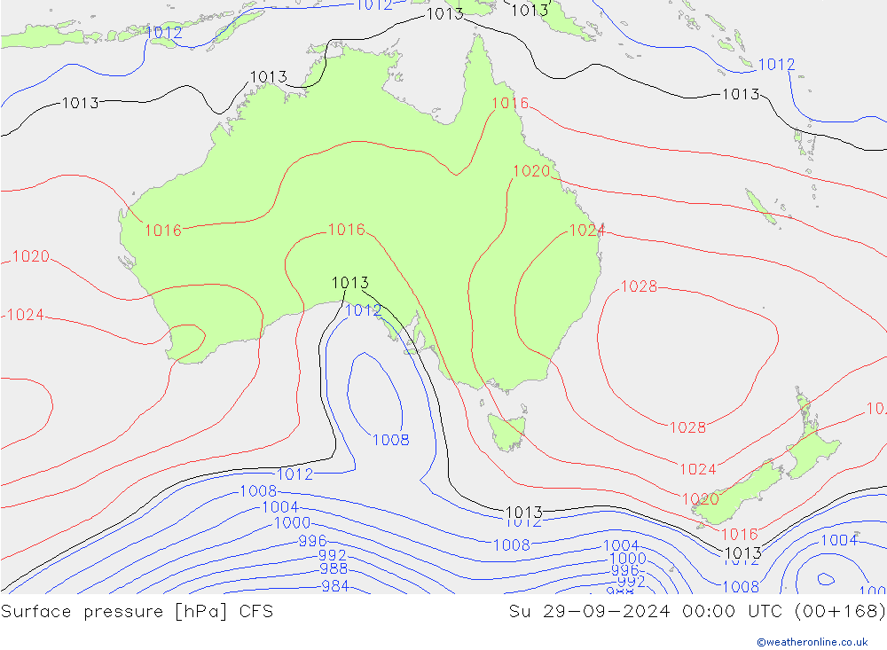 Surface pressure CFS Su 29.09.2024 00 UTC