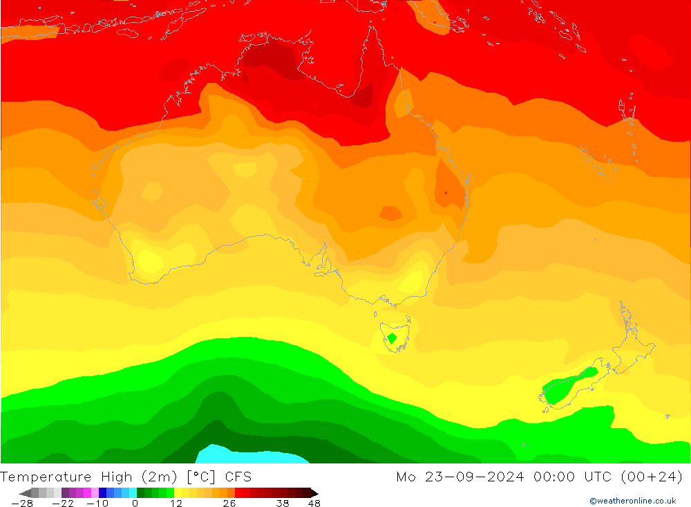 Maksimum Değer (2m) CFS Pzt 23.09.2024 00 UTC