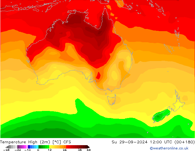 temperatura máx. (2m) CFS Dom 29.09.2024 12 UTC