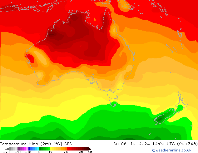 Temp. massima (2m) CFS dom 06.10.2024 12 UTC