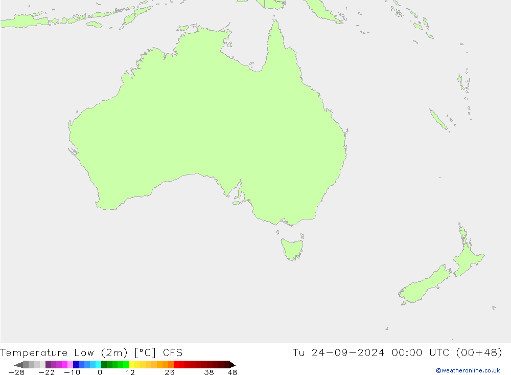 Temperature Low (2m) CFS Tu 24.09.2024 00 UTC