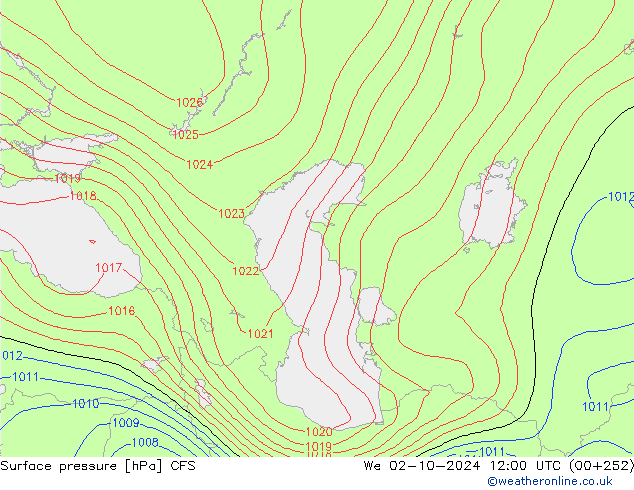 Surface pressure CFS We 02.10.2024 12 UTC