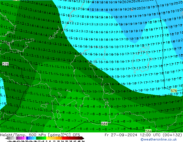 Height/Temp. 500 hPa CFS  27.09.2024 12 UTC