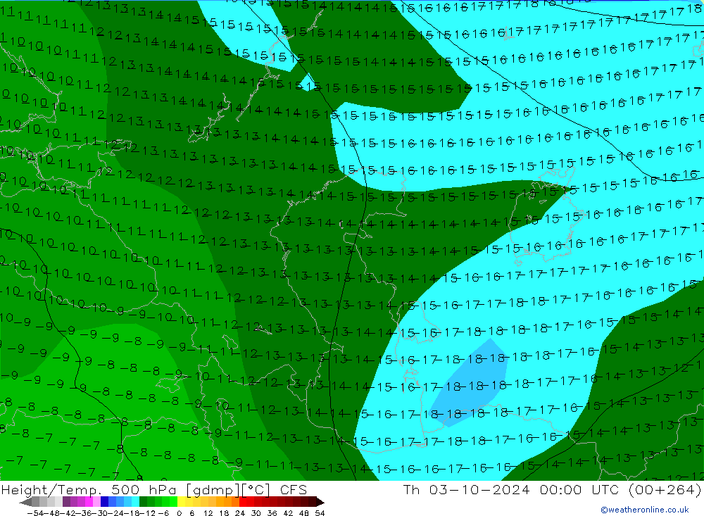 Height/Temp. 500 гПа CFS чт 03.10.2024 00 UTC