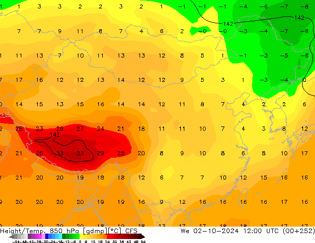 Height/Temp. 850 hPa CFS 星期三 02.10.2024 12 UTC