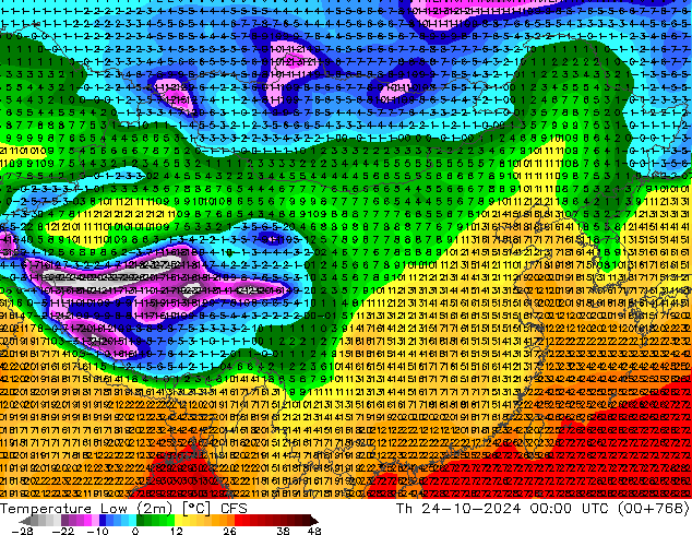 Minumum Değer (2m) CFS Per 24.10.2024 00 UTC