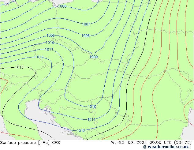 Pressione al suolo CFS mer 25.09.2024 00 UTC