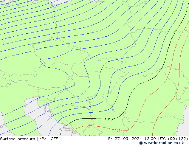 Pressione al suolo CFS ven 27.09.2024 12 UTC