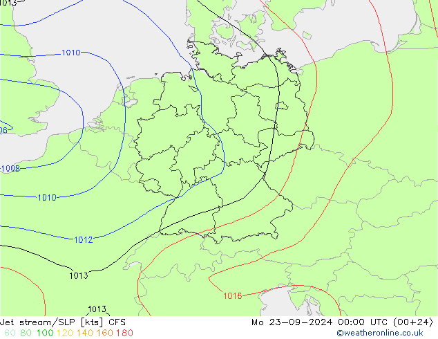 Jet stream/SLP CFS Mo 23.09.2024 00 UTC