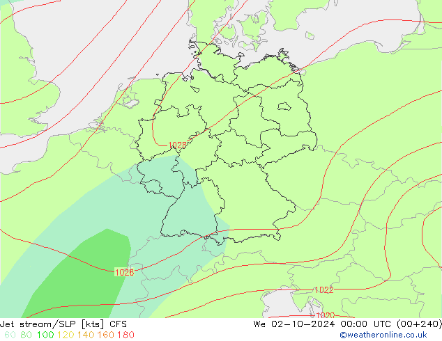 Courant-jet CFS mer 02.10.2024 00 UTC