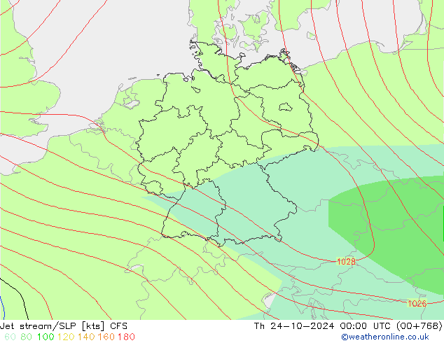 Jet stream/SLP CFS Th 24.10.2024 00 UTC