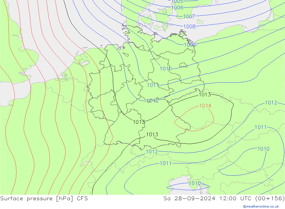 Pressione al suolo CFS sab 28.09.2024 12 UTC