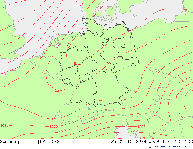 Atmosférický tlak CFS St 02.10.2024 00 UTC