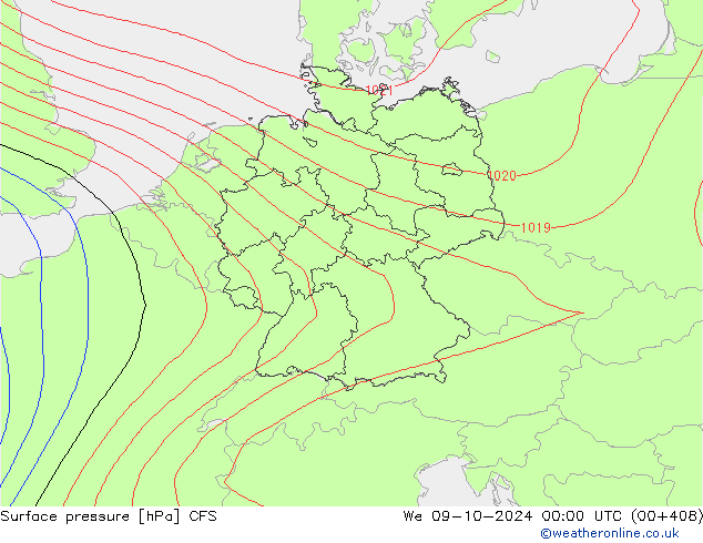 Surface pressure CFS We 09.10.2024 00 UTC